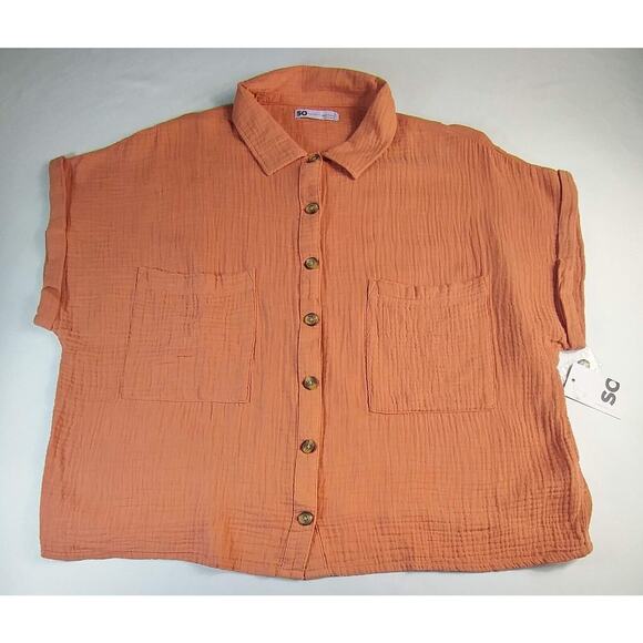 SO Goods For Life Ladies Short Sleeve Button- Front Shirt XL NWT - Picture 1 of 8